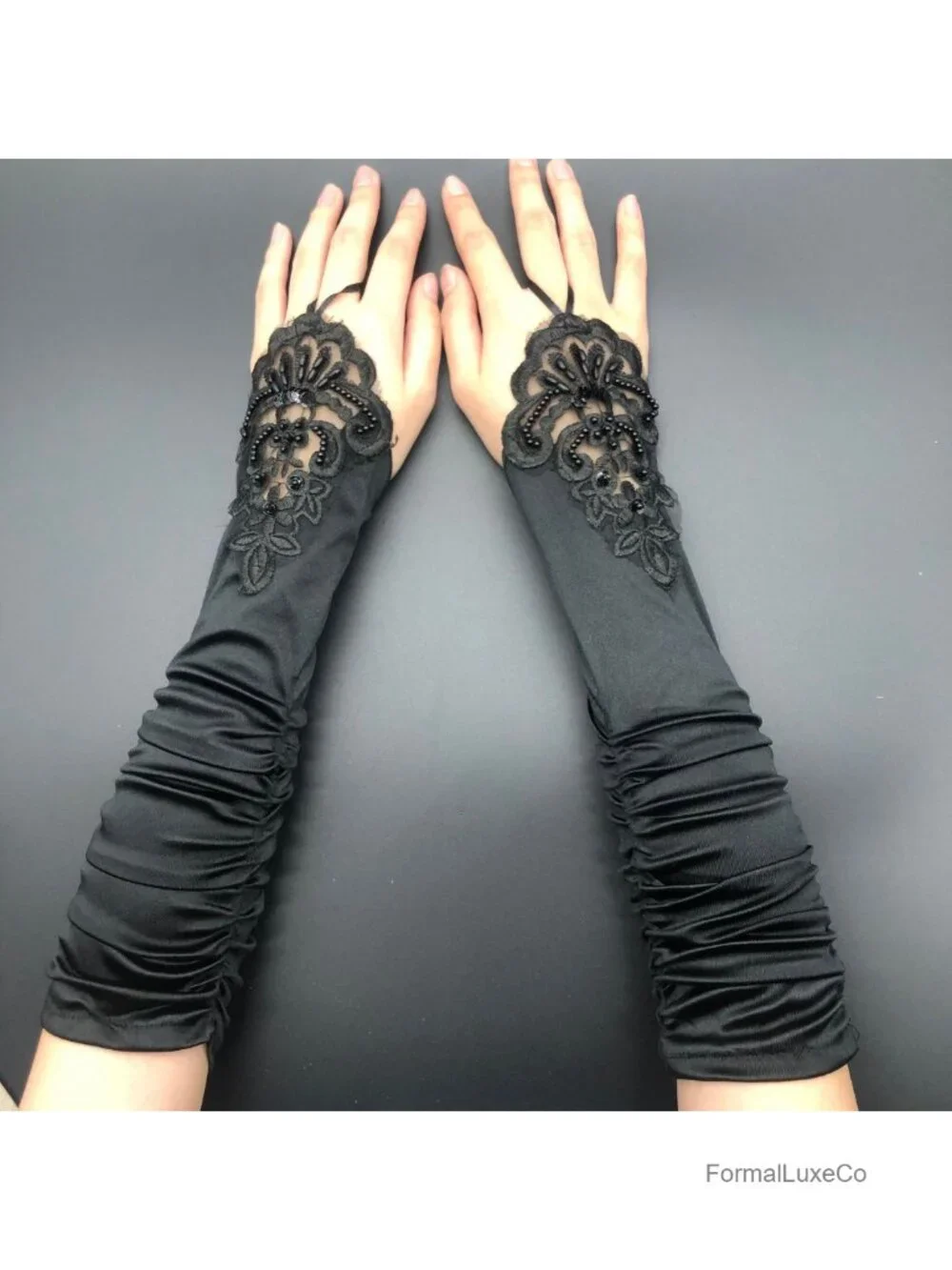 Fingerless Satin Gloves Long Stretchy Opera Gloves for Wedding Bridal Prom Party